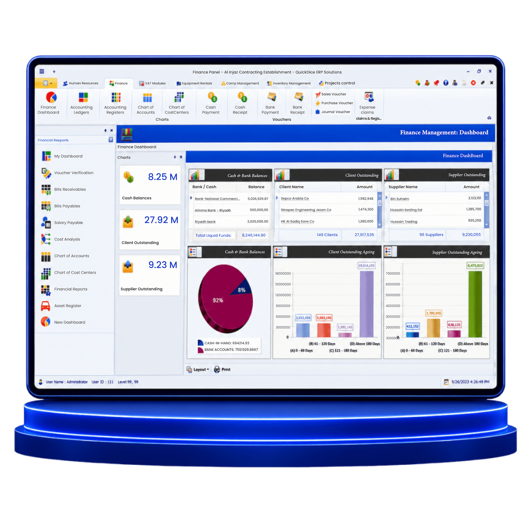 QuickDice ERP Dashboard Concept